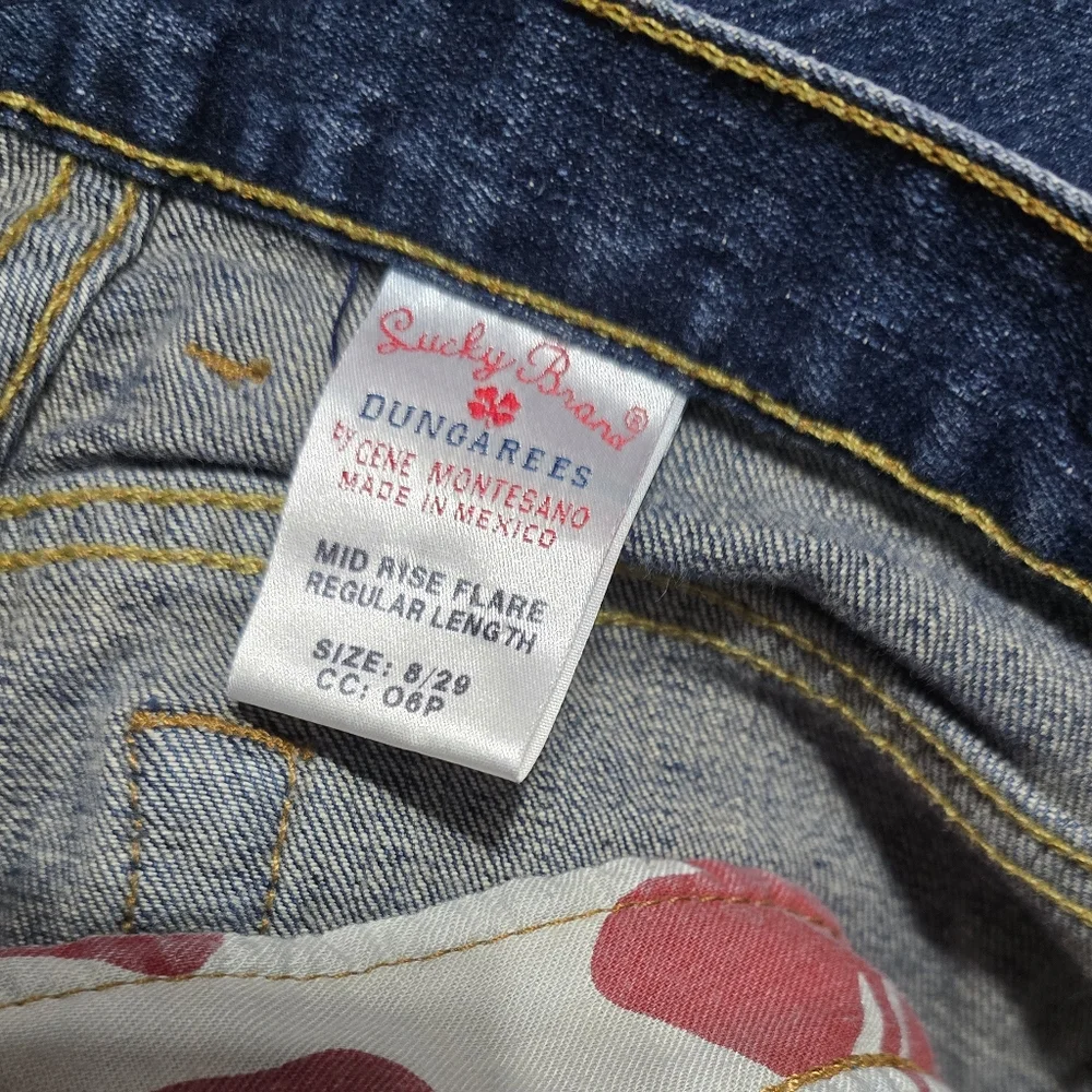 Y2K Lucky Brand Mid-Rise Flare Jeans, Medium-Dark Wash, Size 8, EUC!